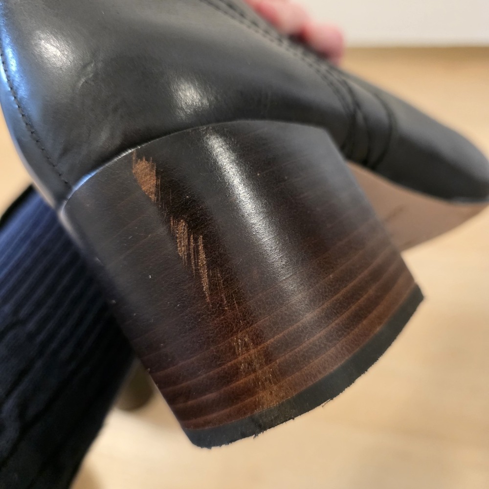 Corso Como Black Leather Block Heel Classic Modern‎ Ankle Boots Size 9.5M - Picture 10 of 11